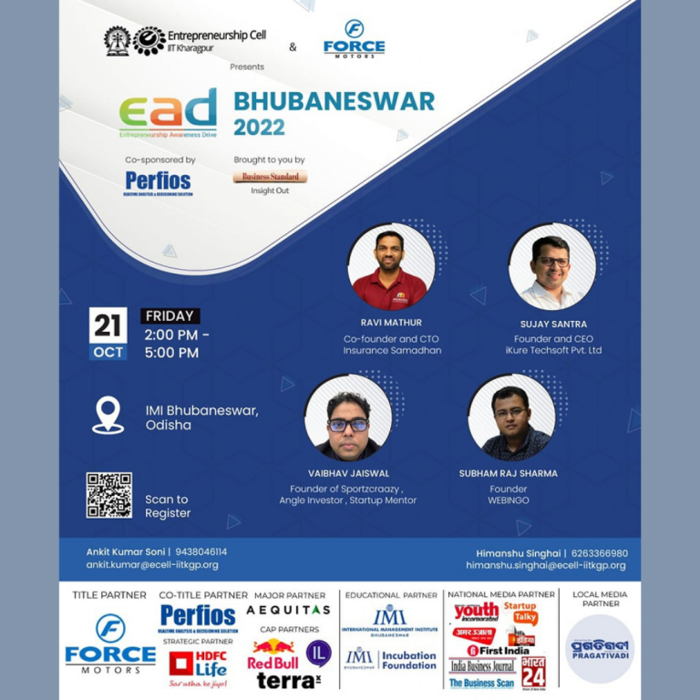 Glad to share that Mr. Sujay Santra is going to be part of the Entrepreneurship Awareness Drive organized and held by IIT Kharagpur. He will be addressing a session on Setting up a Primary Healthcare Enterprise: Key Learnings.